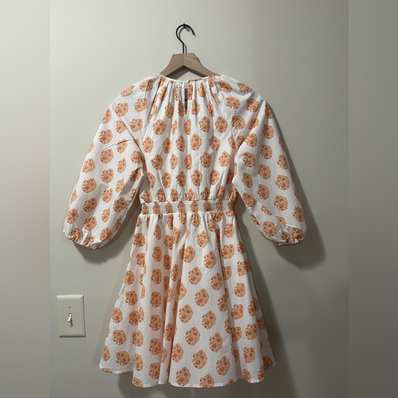 J. Crew White Orange Raspberry Pink Floral Pleated Fit & Flare Dress Size XXS - Picture 7 of 9